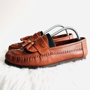 🎉Clearance🎉Earth Shoe Dale Woven Brown Leather Tassel Loafers Dress Shoes 9.5W